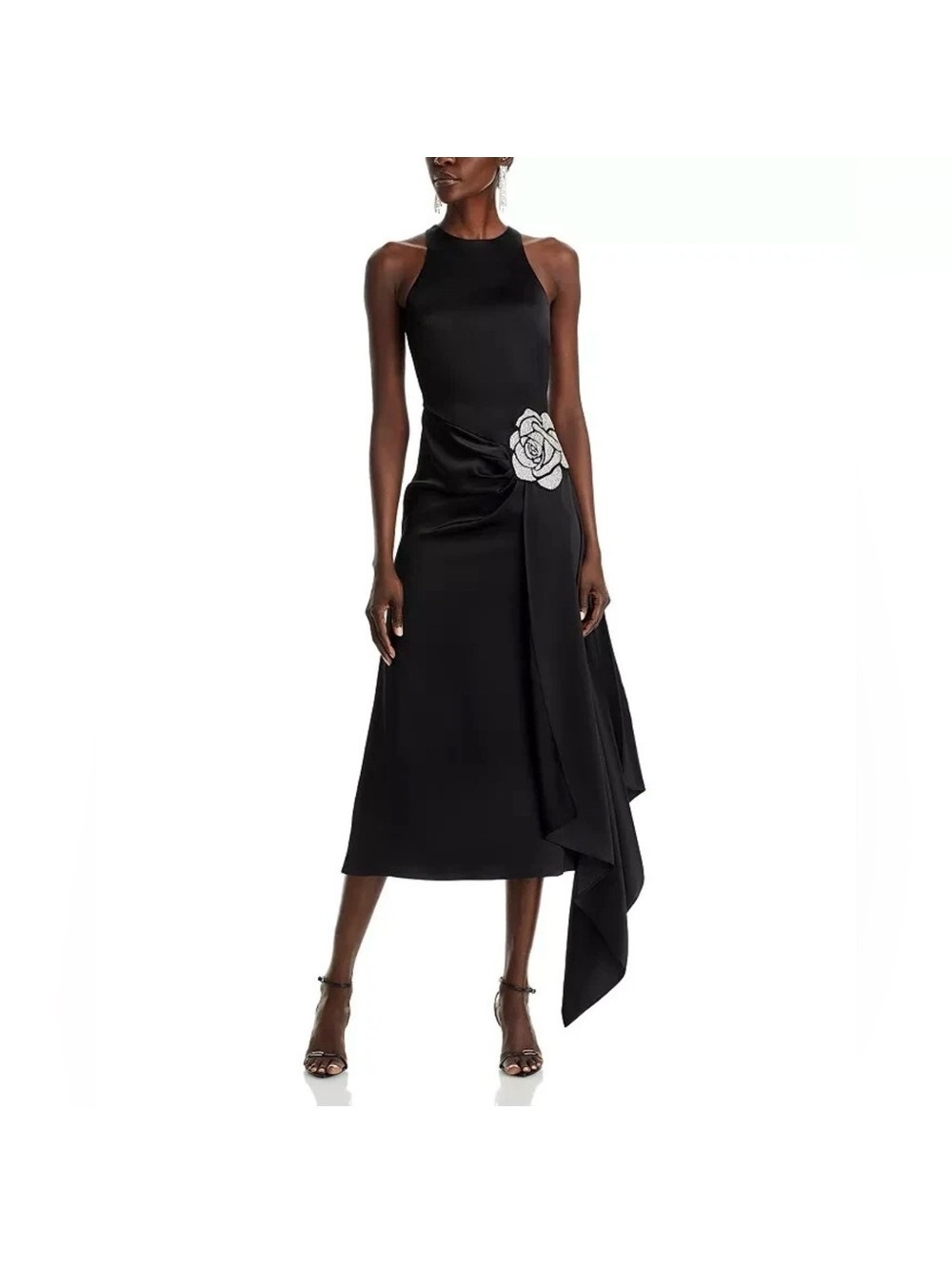 David Koma Crystal Embellished Asymmetric Satin Scarf Dress, Size US 2, UK 6 NEW